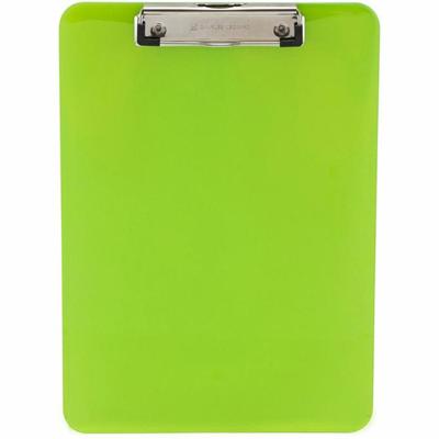 Charles Leonard Rubber Grip Plastic Clipboards - 8 1/2" x 11" Sheet Size - Plastic - Neon Green - 1 Each