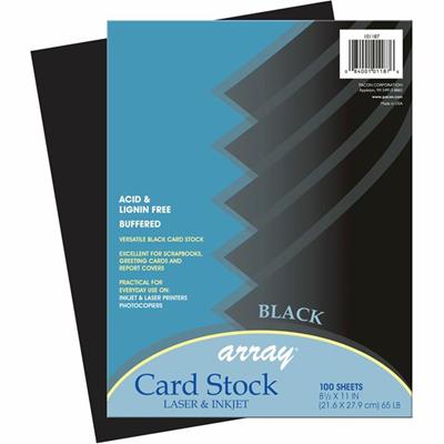 Pacon Card Stock Sheets - Letter - 8 1/2" x 11" - 65 lb Basis Weight - Sustainable Forestry Initiative (SFI) - Heavyweight, Acid-free, Lignin-free - Black - 1 Pack