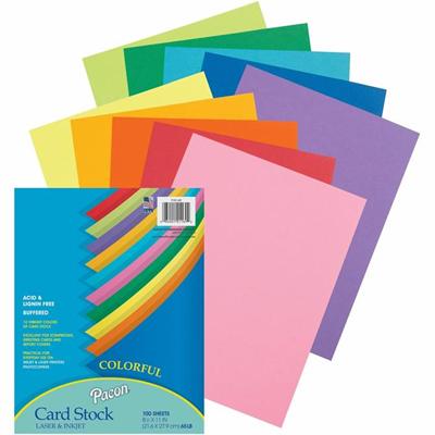 Pacon Colorful Card Stock Sheets - Letter - 8 1/2" x 11" - 65 lb Basis Weight - Sustainable Forestry Initiative (SFI) - Assorted - 1 Pack