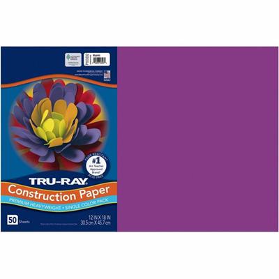Tru-Ray Heavyweight Construction Paper - Art - 0.50" Height x 12" Width x 18" Depth - Magenta - Sulphite - 1 Pack