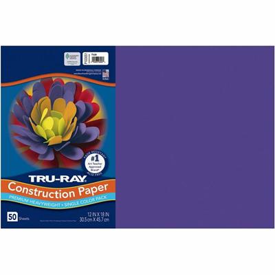 Tru-Ray Heavyweight Construction Paper - Art - 12" Width x 18" Depth - Purple - Sulphite - 1 Pack