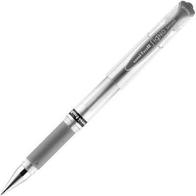 uniball™ Signo Gel Impact Pen - 1 mm Bold Pen Point - Refillable - Metallic Silver Ink - Gel-based - Clear Barrel - 1 Each