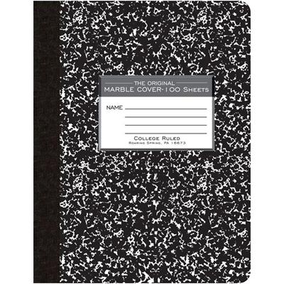 Roaring Spring College Ruled Hard Cover Composition Book - 100 Sheets - 200 Pages - Printed - Sewn/Tapebound - Both Side Ruling Surface - Red Margin - 15 lb Basis Weight - 56 g/m² Grammage - 9 3/4" x 7 1/2" Sheet Size - 0.50" Height x 7.5" Width