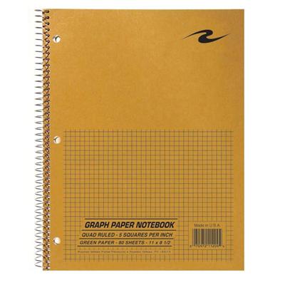Roaring Spring 5x5 Graph Ruled Spiral Lab Notebook - 80 Sheets - 160 Pages - Printed - Spiral Bound - Both Side Ruling Surface - 3 Hole(s) - 15 lb Basis Weight - 56 g/m² Grammage - 11" x 8 1/2" Sheet Size - 0.30" Height x 8.5" Width x 11" Length