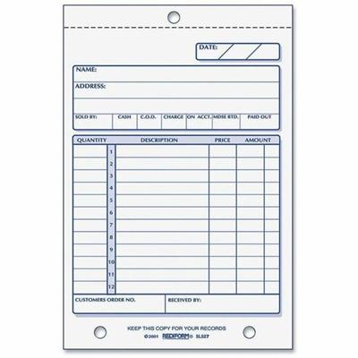 Rediform Carbonless Sales Order Book - 50 Sheet(s) - Stapled - 3 Part - Carbonless Copy - 4.25" x 6.37" Sheet Size - 2 x Holes - Assorted Sheet(s) - Red, Purple Print Color - 1 Each