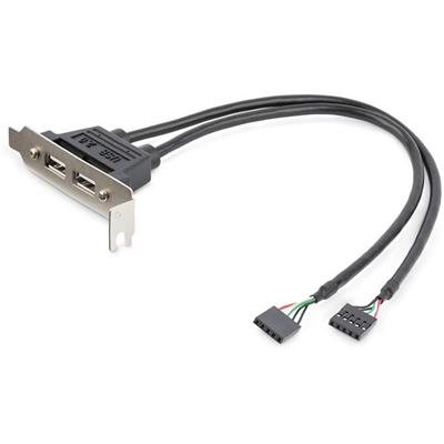 StarTech.com 2 Port USB A Female Low Profile Slot Plate Adapter - 2 x 4-pin USB 2.0 Type A - Female - 2 x 5-pin IDC IDE - Female - Gray, Metallic - 1 Each