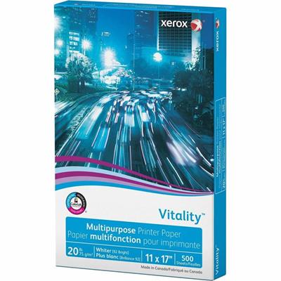 Xerox Vitality Multipurpose Printer Paper - White - 92 Brightness - 90% Opacity - 11" x 17" - 20 lb Basis Weight - Jam-free, ColorLok Technology - White - 500 / Ream