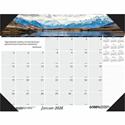 House of Doolittle EarthScapes Mountains Desk Pad - Julian Dates - Monthly - 12 Month - January 2026 to December 2026 - 1 Month Single Page Layout - 22" x 17" Sheet Size - 2.25" x 2.50" Block - Desk Pad - White - Leatherette, Paper - Holder, Referenc