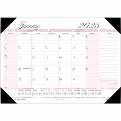 House of Doolittle Breast Cancer Awareness Compact Desk Pad - Julian Dates - Monthly - 12 Month - January 2026 to December 2026 - 1 Month Single Page Layout - 18 1/2" x 13" Sheet Size - 2.12" x 1.75" Block - Desk Pad - Pink - Paper, Vinyl - Notepad, 