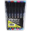 Pilot Varsity Disposable Fountain Pens - Medium Pen Point - Assorted Ink - Silver, Black Barrel - 7 / Pack