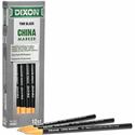 Dixon Industrial Phano Nontoxic China Markers - Black Lead - Black Barrel - 1 Dozen