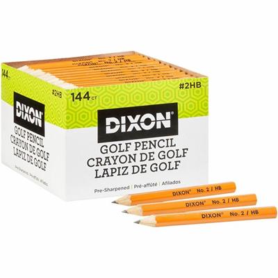 Dixon Pre-sharpened Wood Golf Pencils - #2 - Yellow Wood Barrel - 1 Box