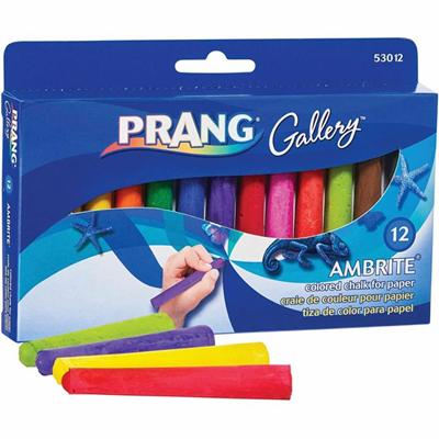 Prang Gallery Ambrite Colored Chalk - 3.2" Length x 0.4" Diameter - Assorted - Non-toxic - 1 Box