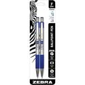 Zebra STEEL 3 Series F-301 Retractable Ballpoint Pen - Fine Pen Point - Refillable - Retractable - Blue Ink - Stainless Steel Stainless Steel, Blue Barrel - 1 Pack