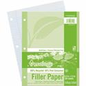 Ecology Recycled Filler Paper - Letter - 150 Sheets - College Ruled Front Ruling - 0.28" Ruled - Ruled Red Margin - 3 Hole(s) - Letter - 8 1/2" x 11" Sheet Size - White Paper - Recycled - 1 Pack