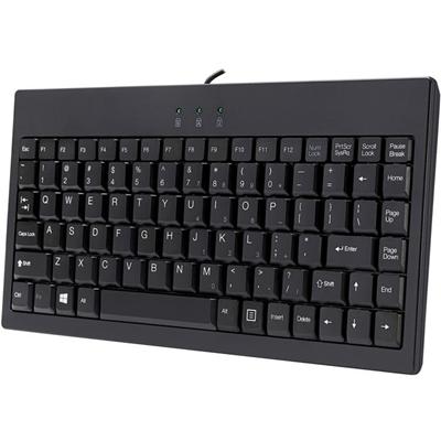 Adesso Mini Keyboard (Black) - Cable Connectivity - Compact - USB Interface - 87 Key(s) - Windows Key Hot Key(s) - Windows Vista, Windows 2000, Windows XP, Windows 10, Windows 8, Windows 7 - English, French - Point of Sale (POS), Desktop Computer, No