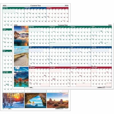 House of Doolittle Earthscapes Scenic Wipe-off Wall Planner - Julian Dates - Yearly - 1 Year - January 2026 to December 2026 - 32" x 48" Sheet Size - 1.13" x 1.38" Block - Multi - Paper - Laminated, Erasable - 1 Each