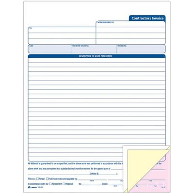 Adams Contractor's Invoice Book - 50 Sheet(s) - 3 Part - Carbonless Copy - 8.37" x 11" Sheet Size - White - 1 Each