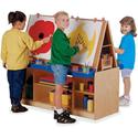 Jonti-Craft Rainbow Accents Multi-Station Art Center - Baltic Stand - Floor Standing - Wheels, Durable, Laminated, Easy to Clean, Rounded Corner, Removable Easel, Storage Shelf, Yellowing Resistant - Assembly Required - 1 Each
