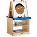 Jonti-Craft Rainbow Accents Multi-Station Art Center - Baltic Stand - Floor Standing - Wheels, Durable, Laminated, Easy to Clean, Rounded Corner, Removable Easel, Storage Shelf, Yellowing Resistant - Assembly Required - 1 Each