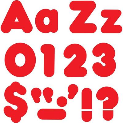 Trend Red 4" Casual Combo Ready Letters Set - Skill Learning: Number, Alphabet, Symbol - 20 x Number, 82 x Lowercase Letters, 50 x Uppercase Letters, 29 x Punctuation Marks Shape - Casual Style - Fade Resistant, Reusable, Easy to Use, Durable - Red -