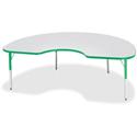 Jonti-Craft Berries Elementary Gray Laminate Kidney Table - Green Kidney-shaped, Laminated Top - Four Leg Base - 4 Legs - Height Adjustable - 15" to 24" Adjustment - 72" Table Top Length x 48" Table Top Width x 1.13" Table Top Thickness - 24" Height 