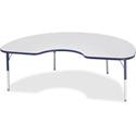 Jonti-Craft Berries Elementary Height Color Edge Kidney Table - Laminated Kidney-shaped, Navy Top - Four Leg Base - 4 Legs - Height Adjustable - 15" to 24" Adjustment - 72" Table Top Length x 48" Table Top Width x 1.13" Table Top Thickness - 24" Heig