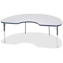 Jonti-Craft Berries Adult Height Prism Color Edge Kidney Table - Laminated Kidney-shaped, Navy Top - Four Leg Base - 4 Legs - Height Adjustable - 24" to 31" Adjustment - 72" Table Top Length x 48" Table Top Width x 1.13" Table Top Thickness - 31" Hei