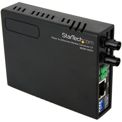 StarTech.com 10/100 Multi Mode Fiber Copper Fast Ethernet Media Converter ST 2 km - 1 x Network (RJ-45) - 1 x ST Ports - DuplexST Port - Multi-mode - 1310 nm Fiber - Fast Ethernet - 10Base-T, 100Base-FX, 100Base-FX - 2 km - AC Adapter - External - TA