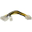 StarTech.com 6in 4 Pin to 8 Pin EPS Power Adapter with LP4 F/M - For Motherboard - 12 V DC - 6" Cord Length - ATX / EPS, LP4 - 1 Each