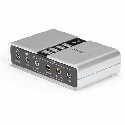 StarTech.com 7.1 USB Audio Adapter External Sound Card - 16 bit DAC Data Width - 7.1 Sound Channels - External - C-Media CM6206 - USB 2.0 - 48 kHz Maximum Playback Sampling Rate - USB - 1 x Number of Audio Line Out
