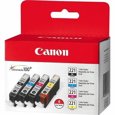 Canon CLI-221 Original Inkjet Ink Cartridge - Assorted, Cyan, Magenta, Yellow - 4 / Pack - Inkjet - Assorted, Cyan, Magenta, Yellow - 4 / Pack