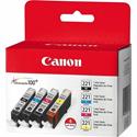 Canon CLI-221 Original Inkjet Ink Cartridge - Assorted, Cyan, Magenta, Yellow - 4 / Pack - Inkjet - Assorted, Cyan, Magenta, Yellow - 4 / Pack