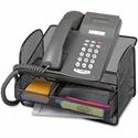 Safco Onyx Mesh Telephone Stand - 7" Height x 11.75" Width x 9.25" Depth - Desktop - Adjustable - Black - Steel - 1 Each