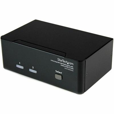 StarTech.com 2 Port Dual DVI USB KVM Switch with Audio & USB Hub - 2 Computer(s) - QXGA - 2048 x 1536 - 6 x USB - Desktop - TAA Compliant