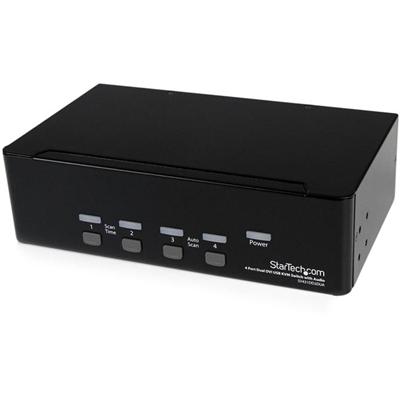 StarTech.com 4-Port Dual DVI USB KVM Switch with Audio and USB 2.0 Hub - 4 Computer(s) - 1 Local User(s) - QXGA - 2048 x 1536 - 8 x USB - 10 x DVI - Desktop - TAA Compliant
