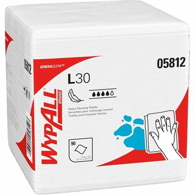 Wypall GeneralClean L30 Heavy Duty Cleaning Towels - 12" Length x 12.50" Width - White - 1 Pack