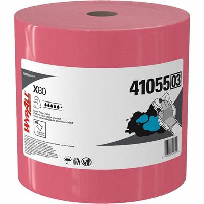 Wypall PowerClean X80 Heavy Duty Cloths Jumbo Roll - 12.50" Width x 12.20" Length - 475 Sheets/Roll - Red - 1 Carton