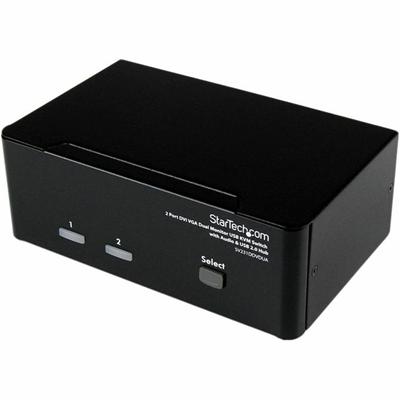 StarTech.com 2 Port DVI VGA Dual Monitor KVM Switch with Audio & USB Hub - 2 Computer(s) - WUXGA - 1920 x 1440 - 3 x VGA - Desktop - TAA Compliant