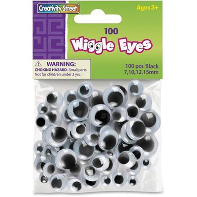 Creativity Street 100-piece Assorted Size Wiggle Eyes - Drawing, Project, Photo, Pet Rock - 100 Piece(s) - Black - 100 / Pack