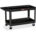 Rubbermaid Commercial 4" Casters 2-shelf Utility Cart - 2 Shelf - Push Handle Handle - 4" Caster Size - Foam - 40.25" Length x 25.63" Width x 32.50" Height - Black - 1 Each