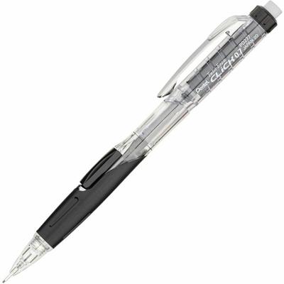 Pentel .7mm Twist-Erase Click Mechanical Pencil - 0.7 mm Smoke Lead - #2 - Refillable - Black, Transparent Barrel - 1 Each