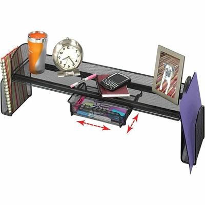 Safco Onyx Steel Mesh Off-Surface Shelf - 10" Height x 31.50" Width x 7.25" Depth - Desktop - Black - 1 Each