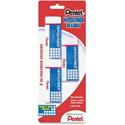 Pentel Hi-Polymer Eraser - White - Polyvinyl Chloride (PVC) - 3 / Pack - Tear Resistant, Scratch Resistant, Non-abrasive, Soft, Protective Sleeve, Crack Resistant