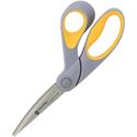 Acme United ExtremEdge Adjustable Tension Titanium Bonded Scissors, 9" Bent, Gray - 4.50" Cutting Length - 9" Overall Length - Bent-left/right - Titanium - Round Tip - Gray/Yellow - 1 Each