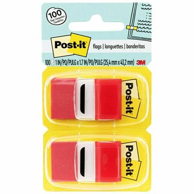 Post-it&reg; Red Flag Value Pack - 600 x Red - 1" Flag/Note Width x 1 3/4" Flag/Note Length - Rectangle - Unruled - Red - Removable, Writable - Dispenser Included - 50/Dispenser Box - 12 / Box