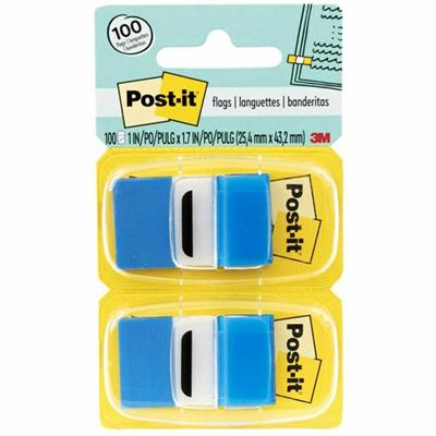 Post-it&reg; Blue Flag Value Pack - 600 x Blue - 1" Flag/Note Width x 1 3/4" Flag/Note Length - Rectangle - Unruled - Blue - Removable, Repositionable, Reusable - Dispenser Included - 50/Dispenser Box - 12 / Box