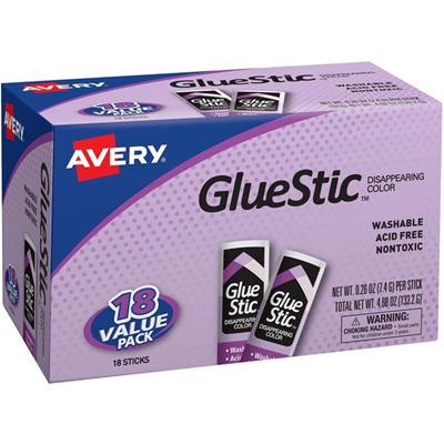 Avery&reg; Glue Stic Disappearing Purple Color - 0.26 oz - Purple - 18 / Pack
