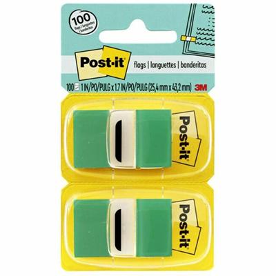 Post-it&reg; Green Flag Value Pack - 600 x Green - 1" Flag/Note Width x 1 3/4" Flag/Note Length - Rectangle - Unruled - Green - Removable, Writable - Dispenser Included - 50/Dispenser Box - 12 / Box