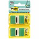 Post-it&reg; Green Flag Value Pack - 600 x Green - 1" Flag/Note Width x 1 3/4" Flag/Note Length - Rectangle - Unruled - Green - Removable, Writable - Dispenser Included - 50/Dispenser Box - 12 / Box